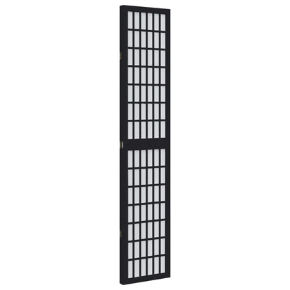 Room Divider 3 Panels Black Solid Wood Paulownia