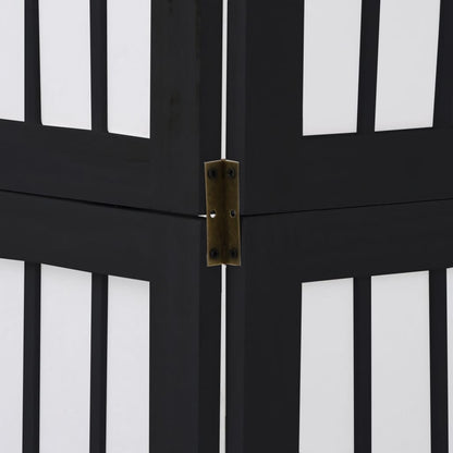 Room Divider 5 Panels Black Solid Wood Paulownia