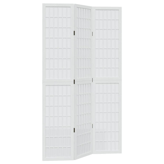 Room Divider 3 Panels White Solid Wood Paulownia