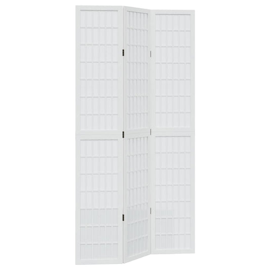 Room Divider 3 Panels White Solid Wood Paulownia