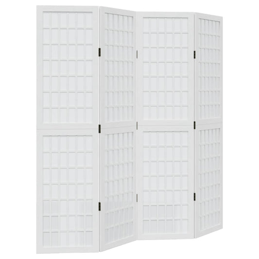 Room Divider 4 Panels White Solid Wood Paulownia