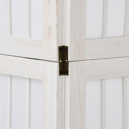Room Divider 4 Panels White Solid Wood Paulownia
