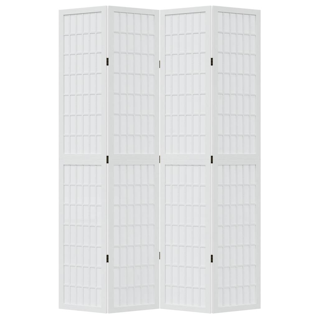 Room Divider 4 Panels White Solid Wood Paulownia