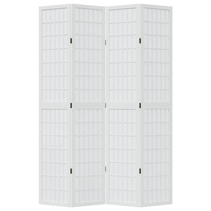 Room Divider 4 Panels White Solid Wood Paulownia