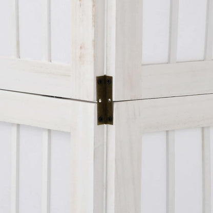 Room Divider 4 Panels White Solid Wood Paulownia