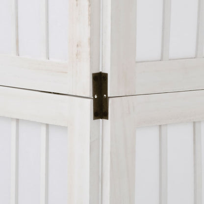 Room Divider 6 Panels White Solid Wood Paulownia