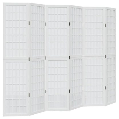 Room Divider 6 Panels White Solid Wood Paulownia