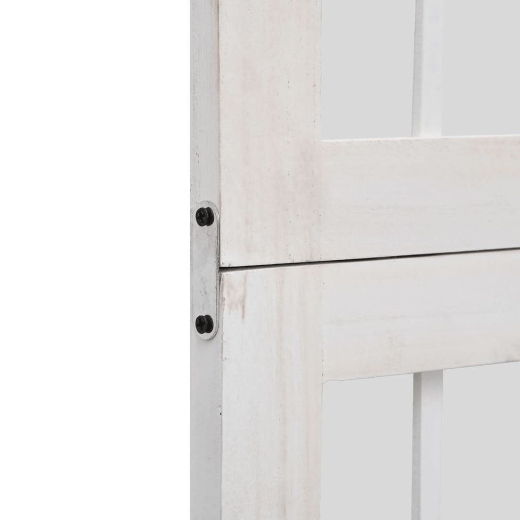 Room Divider 6 Panels White Solid Wood Paulownia