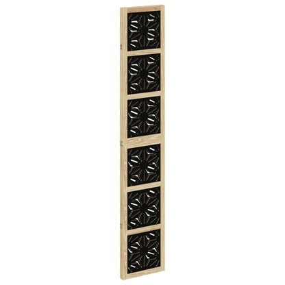 Room Divider 3 Panels Brown and Black Solid Wood Paulownia