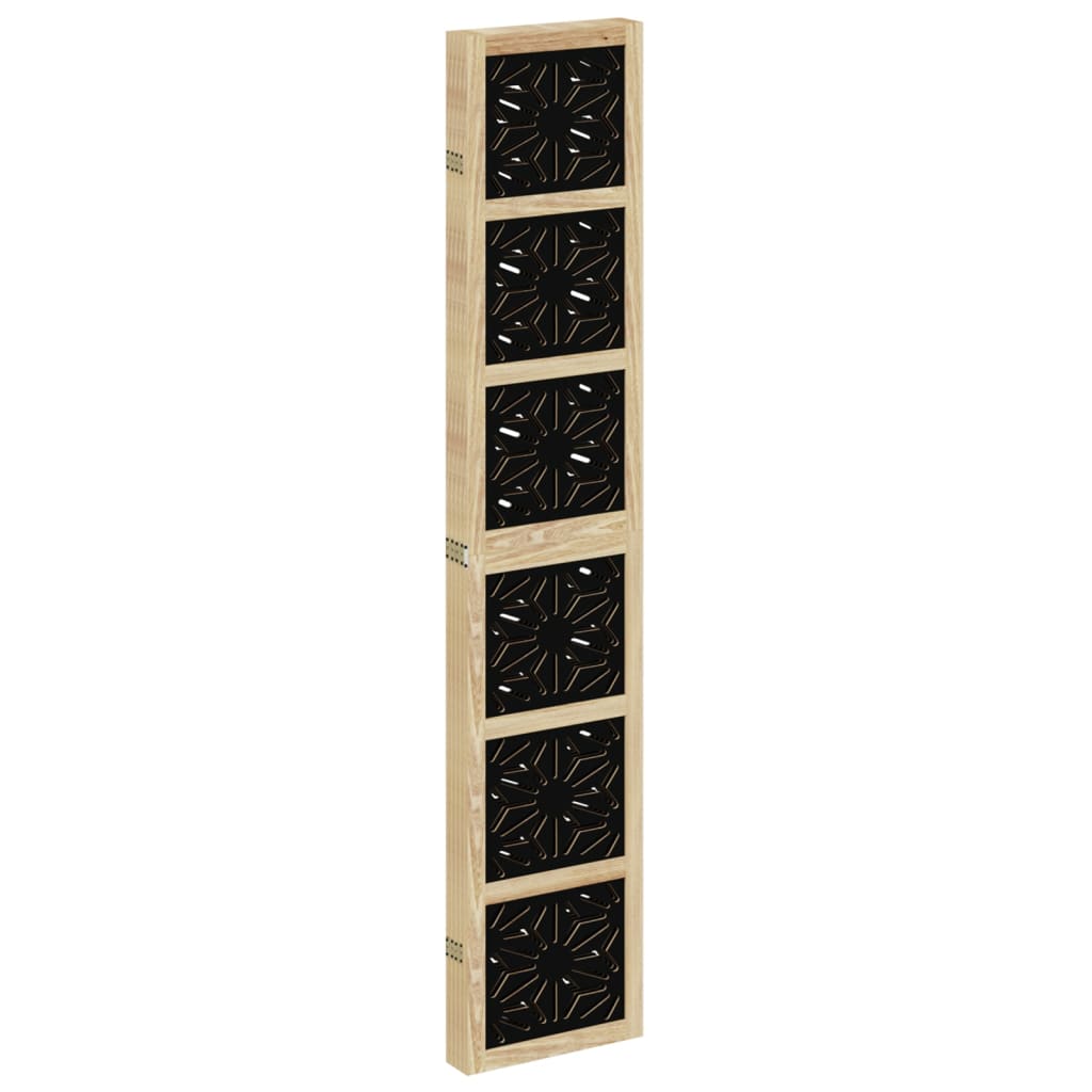 Room Divider 5 Panels Brown and Black Solid Wood Paulownia