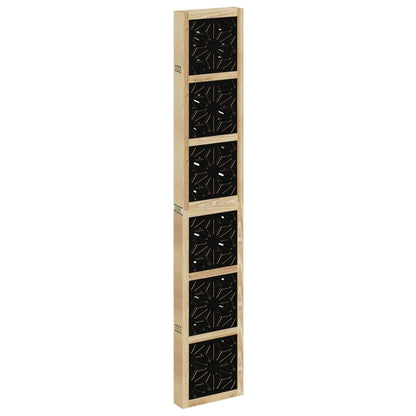 Room Divider 6 Panels Brown and Black Solid Wood Paulownia