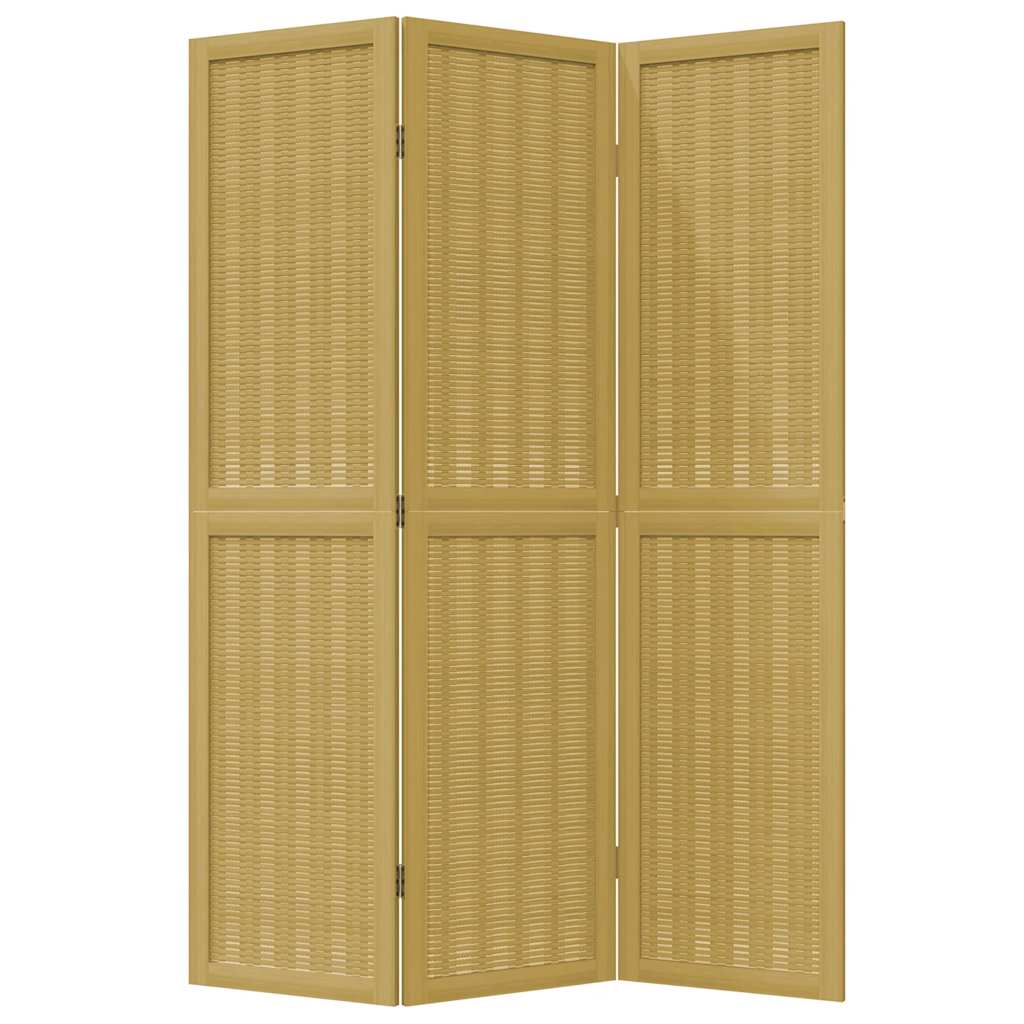 Room Divider 3 Panels Brown Solid Wood Paulownia