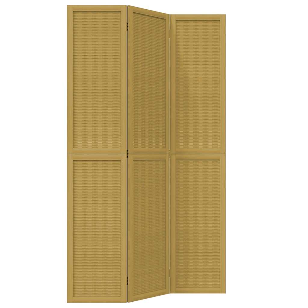 Room Divider 3 Panels Brown Solid Wood Paulownia