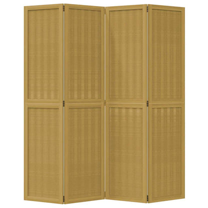 Room Divider 4 Panels Brown Solid Wood Paulownia