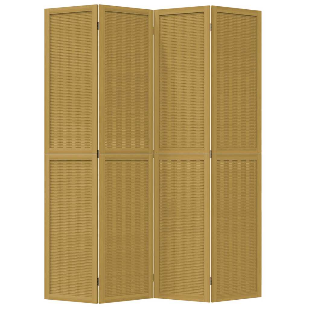 Room Divider 4 Panels Brown Solid Wood Paulownia