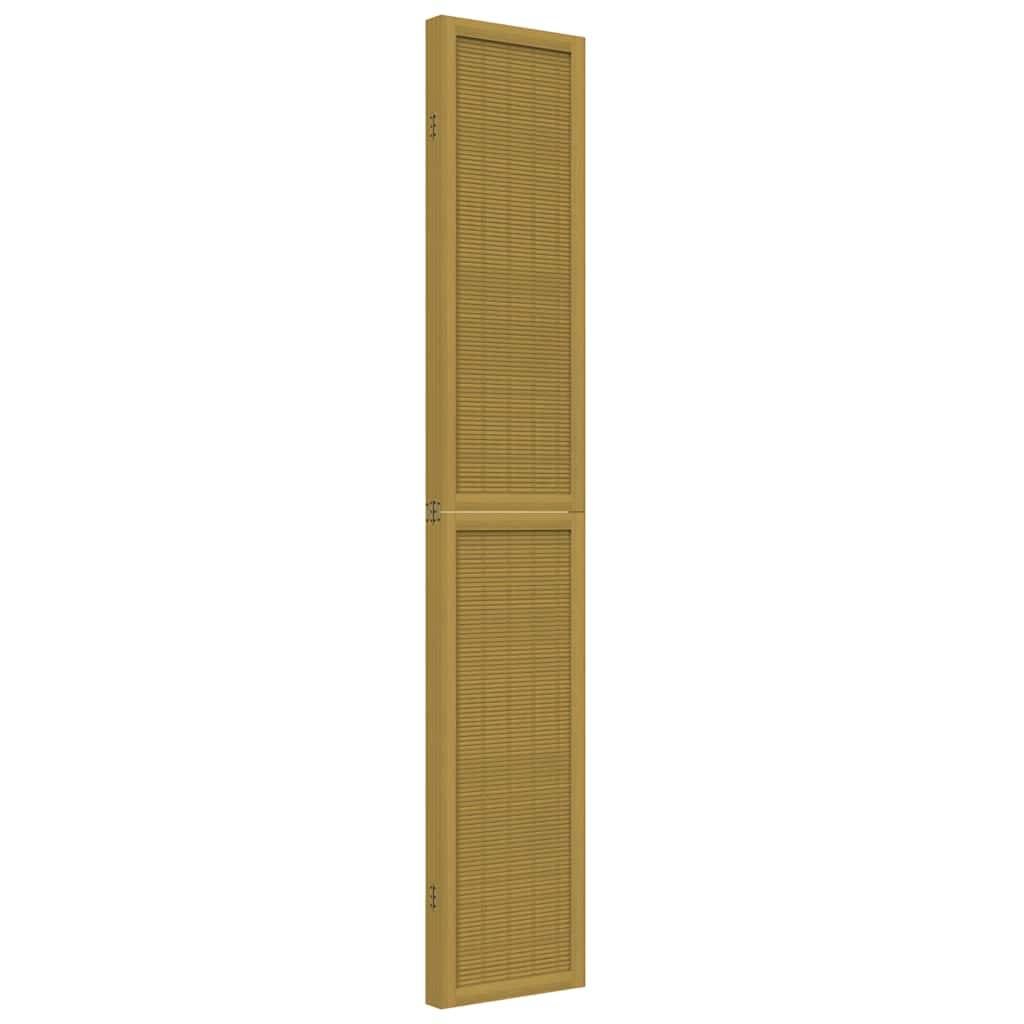 Room Divider 4 Panels Brown Solid Wood Paulownia
