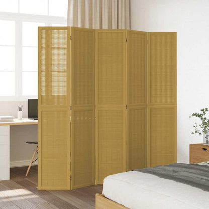 Room Divider 5 Panels Brown Solid Wood Paulownia