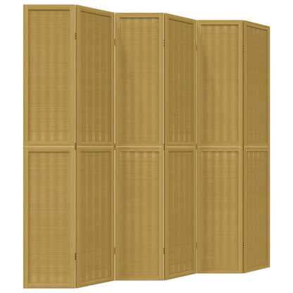 Room Divider 6 Panels Brown Solid Wood Paulownia