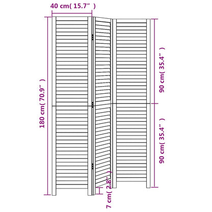 Room Divider 3 Panels White Solid Wood Paulownia