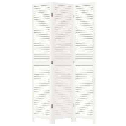 Room Divider 3 Panels White Solid Wood Paulownia