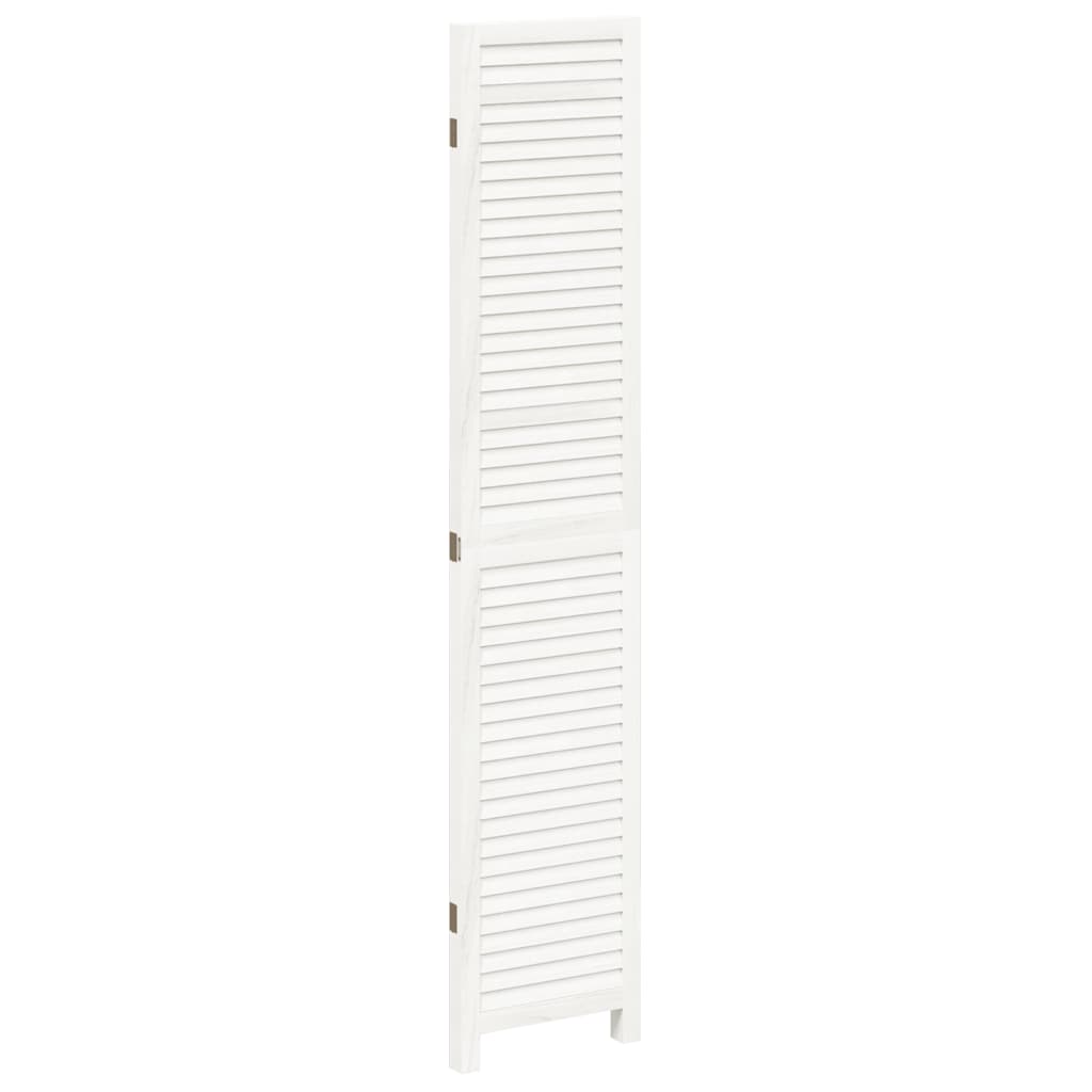 Room Divider 3 Panels White Solid Wood Paulownia