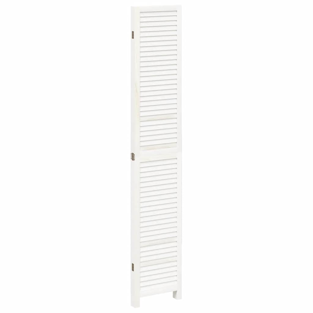 Room Divider 4 Panels White Solid Wood Paulownia