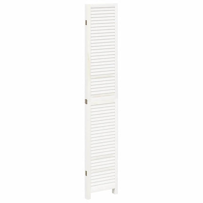 Room Divider 4 Panels White Solid Wood Paulownia