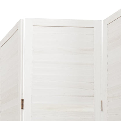 Room Divider 4 Panels White Solid Wood Paulownia