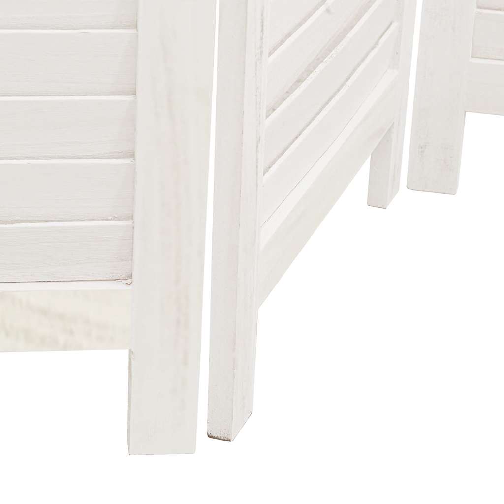 Room Divider 4 Panels White Solid Wood Paulownia