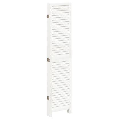 Room Divider 5 Panels White Solid Wood Paulownia
