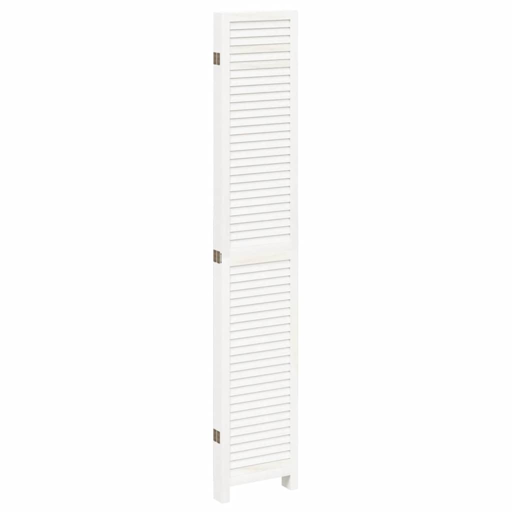 Room Divider 5 Panels White Solid Wood Paulownia