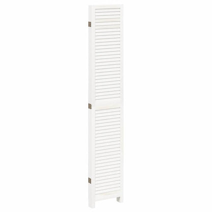 Room Divider 5 Panels White Solid Wood Paulownia
