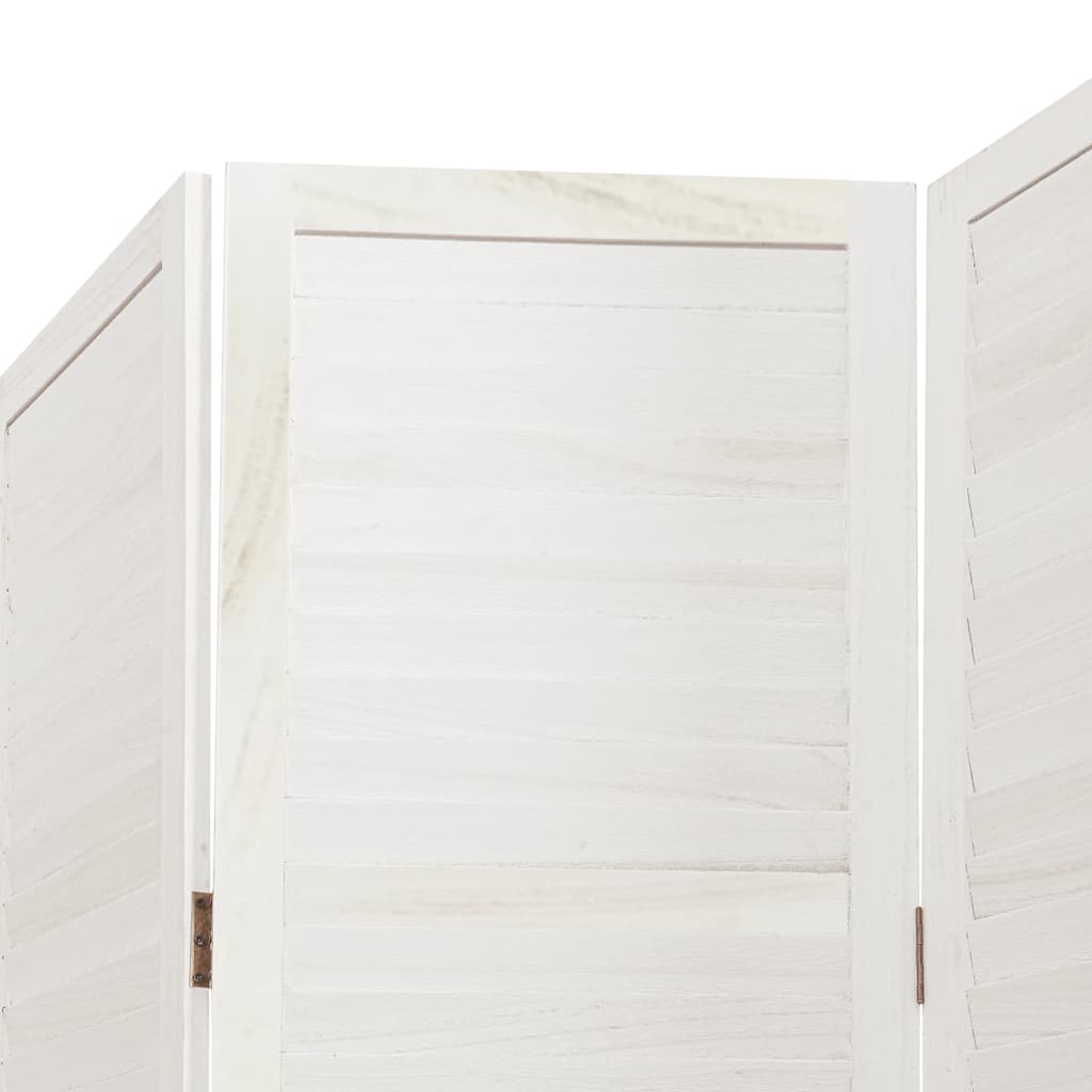 Room Divider 5 Panels White Solid Wood Paulownia