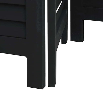 Room Divider 4 Panels Black Solid Wood Paulownia