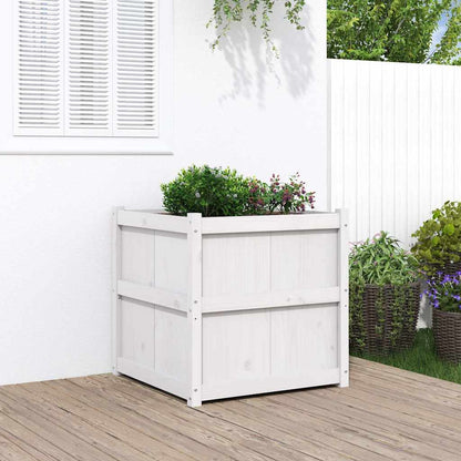 Garden Planter White 70x70x70 cm Solid Wood Pine