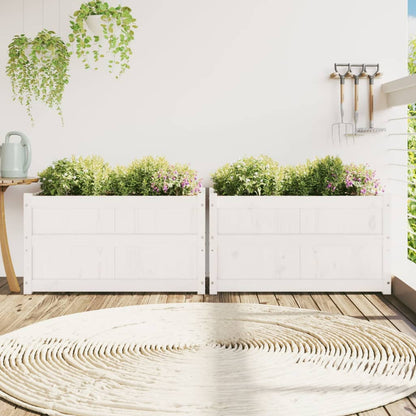 Garden Planters 2 pcs White Solid Wood Pine
