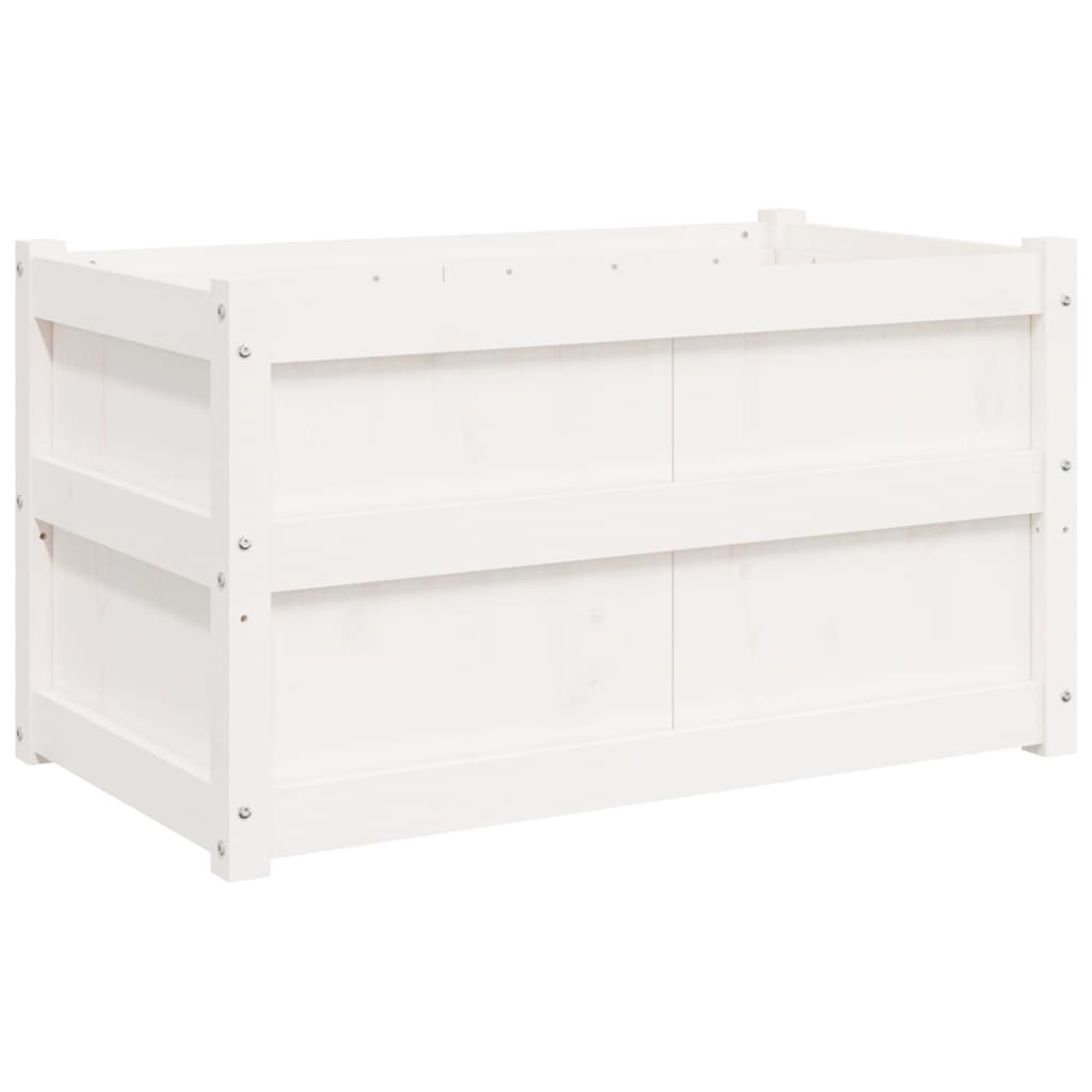 Garden Planters 2 pcs White Solid Wood Pine