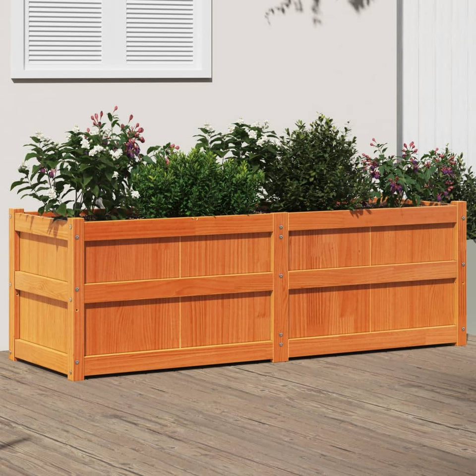 Garden Planter Wax Brown 150x50x50 cm Solid Wood Pine