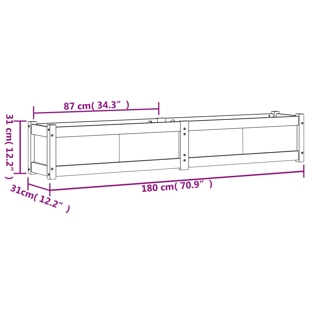 Garden Planters 2 pcs White Solid Wood Pine