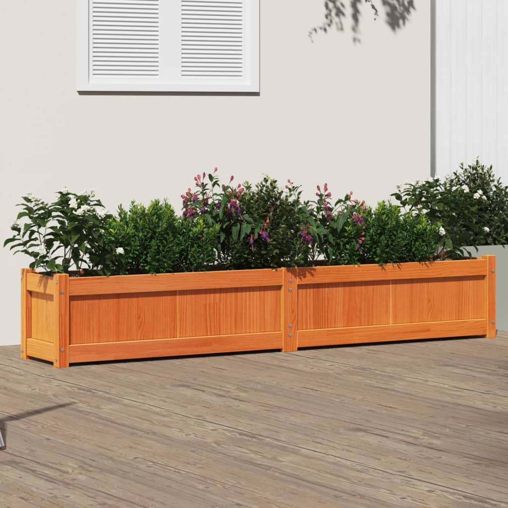 Garden Planter Wax Brown 180x31x31 cm Solid Wood Pine