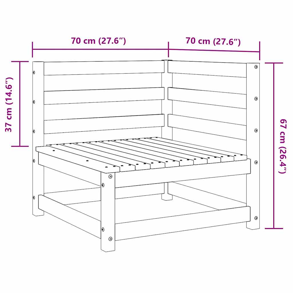 Garden Sofa | Pine Wood Colour | Solid Pine Wood | 70x70 |  Modular