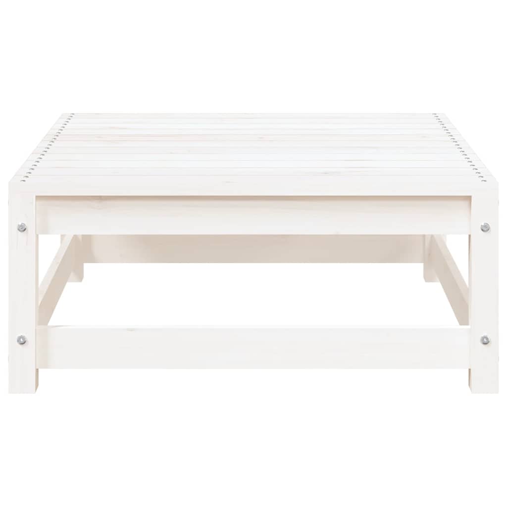Garden Footstool | White | Solid pine wood | 70x70x30 cm | Modular
