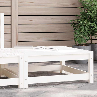 Garden Footstool | White | Solid pine wood | 70x70x30 cm | Modular