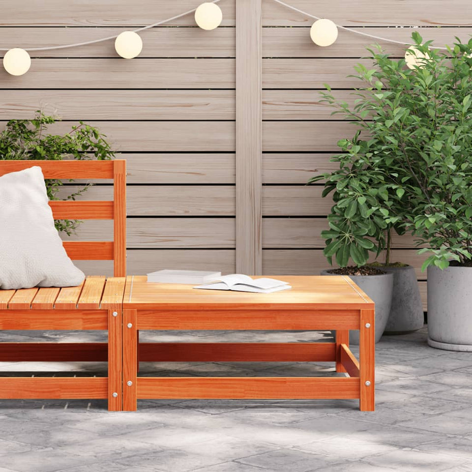 Garden Footstool Wax Brown 70x70x30 cm Solid Wood Pine