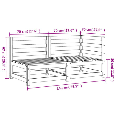 Patio Sofa 2-Seater Solid Wood Pine