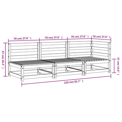 Patio Sofa 3-Seater Solid Wood Pine