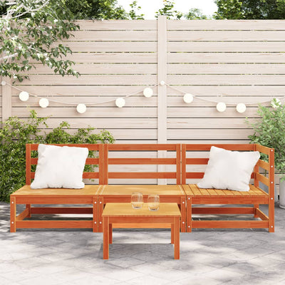 Patio Sofa 3-Seater Wax Brown Solid Wood Pine
