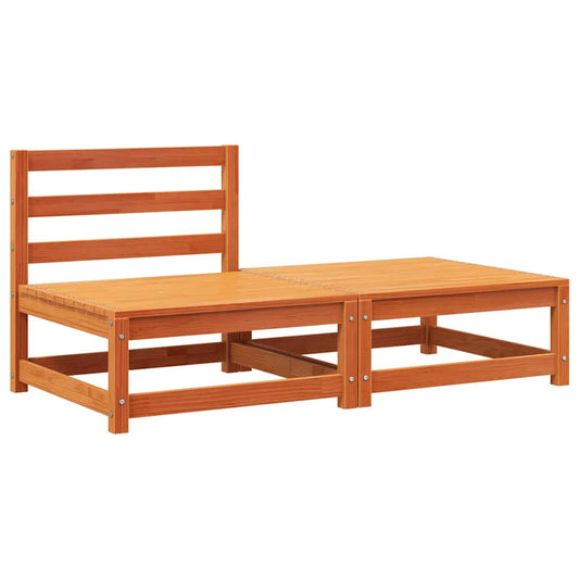 Garden Sofa Armless with Footstool Wax Brown Solid Wood Pine