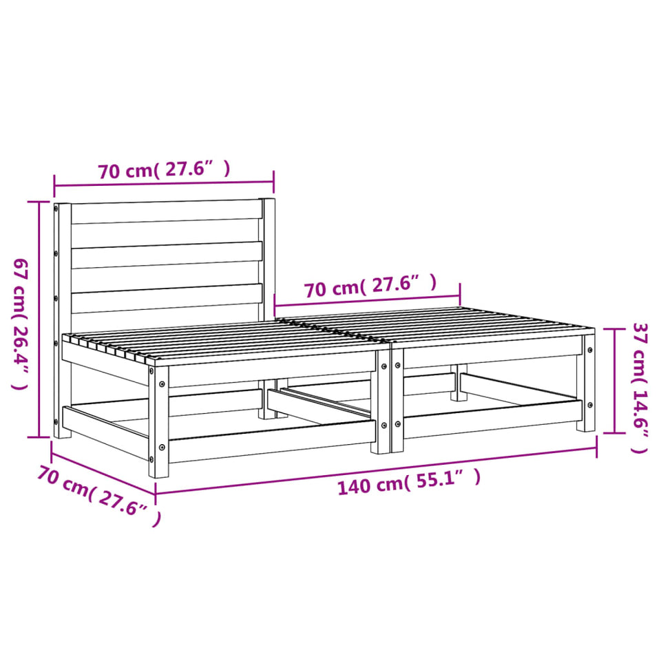 Garden Sofa Armless with Footstool Solid Wood Douglas