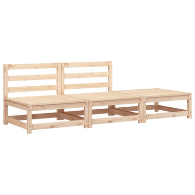 Patio Sofa Armless with Footstool Solid Wood Pine